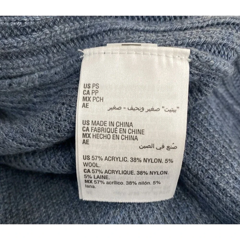INC Sweater Gray Blue Long Sleeve Size Petite PS Sweatshirt Wool Blend Zipper